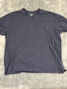 Duluth Mens 3XL Navy Relaxed Fit Longtail V-Neck T-Shirt With Chest Pocket
